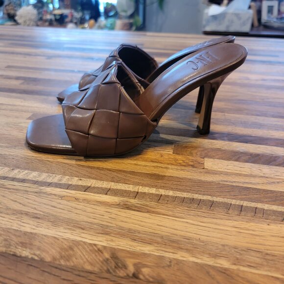 Inc Concepts Chestnut LIAH Braided Square Toe Heeled Slide - Picture 3 of 13